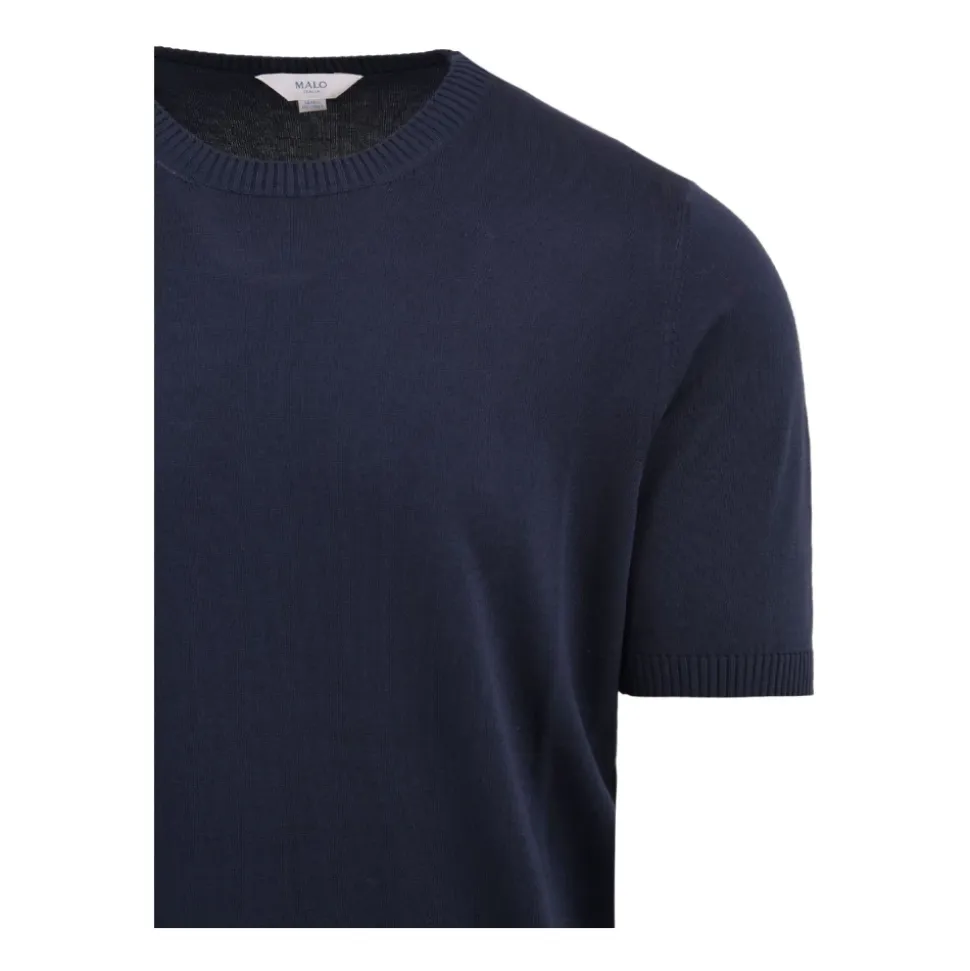 Maglione Rasato a Maniche Corte con Scollo Rotondo