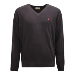 Maglione V-Neck Lana Grigio/Blu
