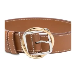 Marrone fibbia argento fori cintura
