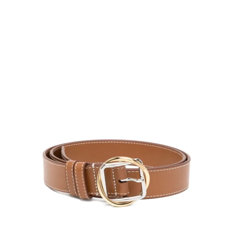 Marrone fibbia argento fori cintura