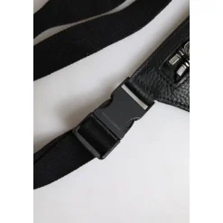 Marsupio in pelle di vitello con placca logo