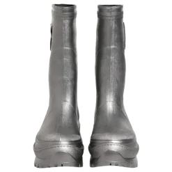 Metallic Silver Pull On Rain Boots