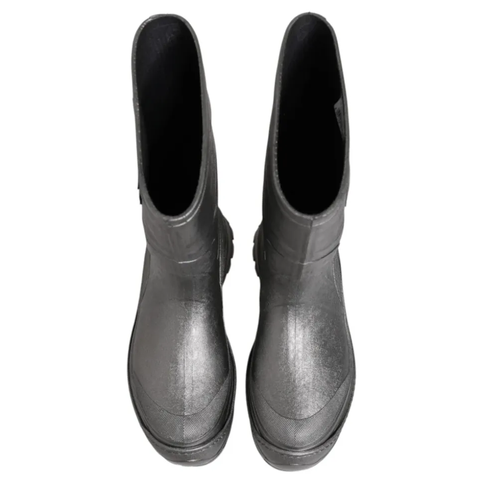 Metallic Silver Pull On Rain Boots