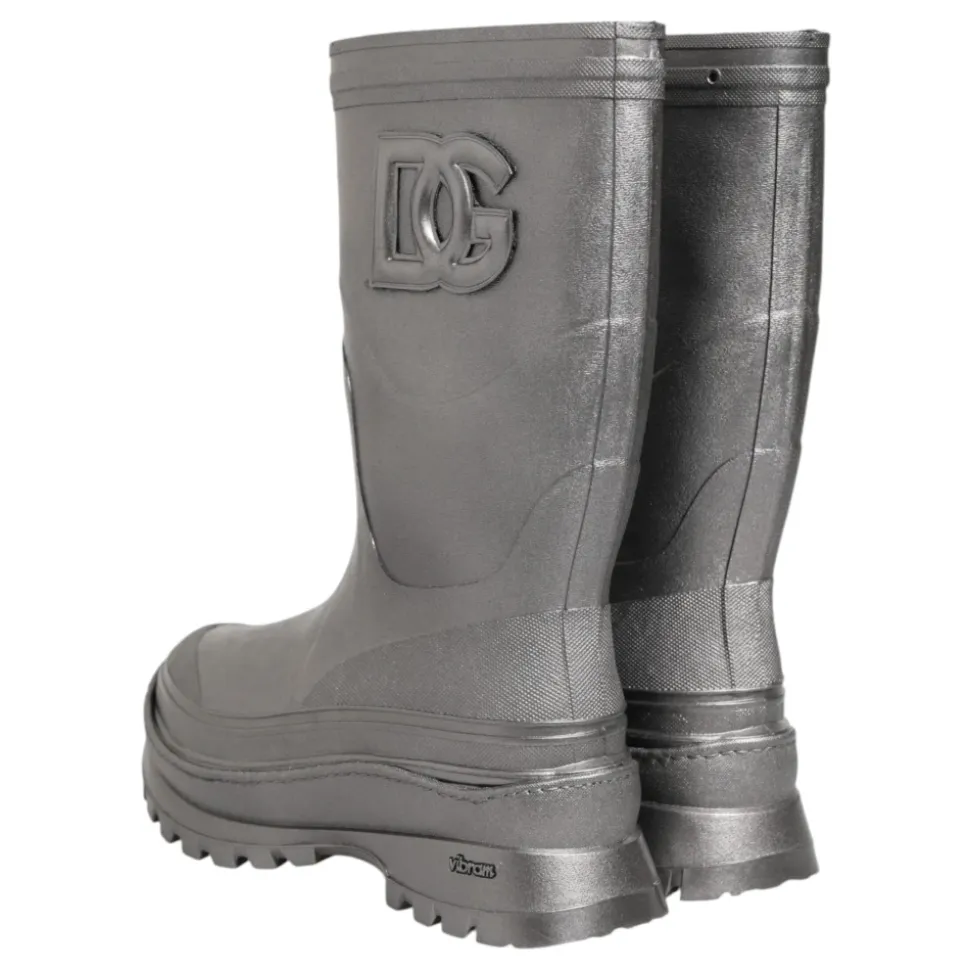 Metallic Silver Pull On Rain Boots