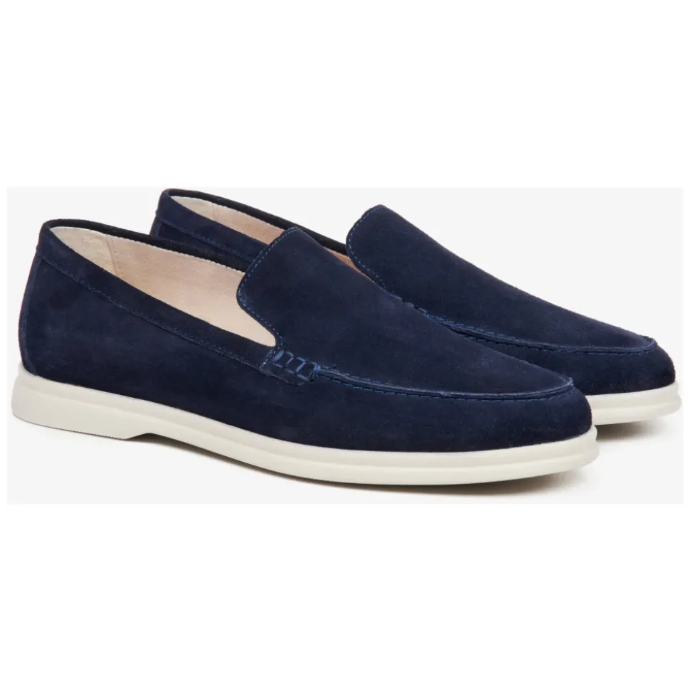 Mocassini in Velour Blu Navy