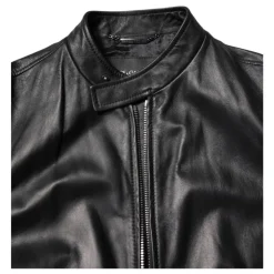 Nera Sheep Pelle Biker Giacca Zip