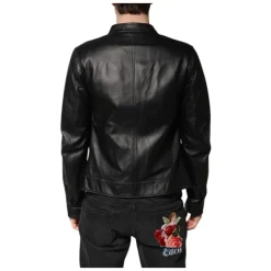 Nera Sheep Pelle Biker Giacca Zip