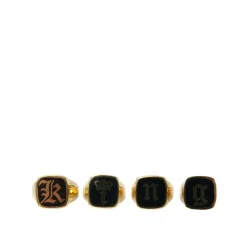 Oro Ottone Smalto Set di 4 Anelli
