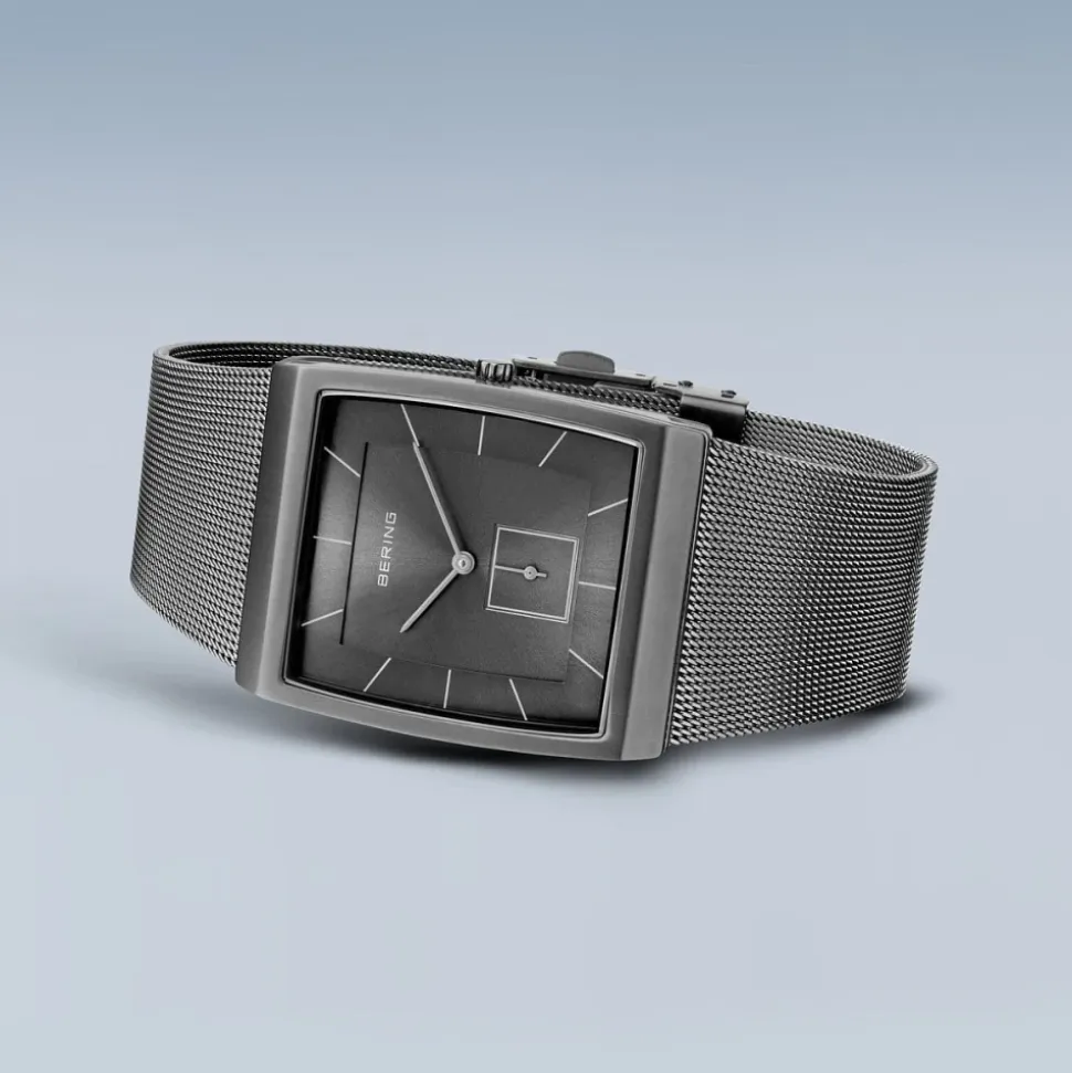 Orologio da Uomo Bracciale Milanese Acciaio Inossidabile Vetro Zaffiro 41mm Grigio 16033-377