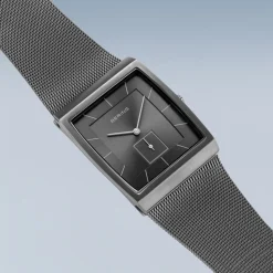 Orologio da Uomo Bracciale Milanese Acciaio Inossidabile Vetro Zaffiro 41mm Grigio 16033-377