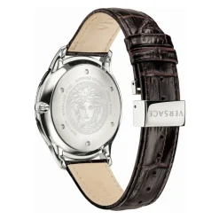 Orologio GMT in pelle marrone e acciaio argentato