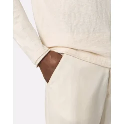 Pantaloni Bianchi con Chiusura a Pressione