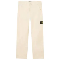 Pantaloni Bianchi con Chiusura a Pressione