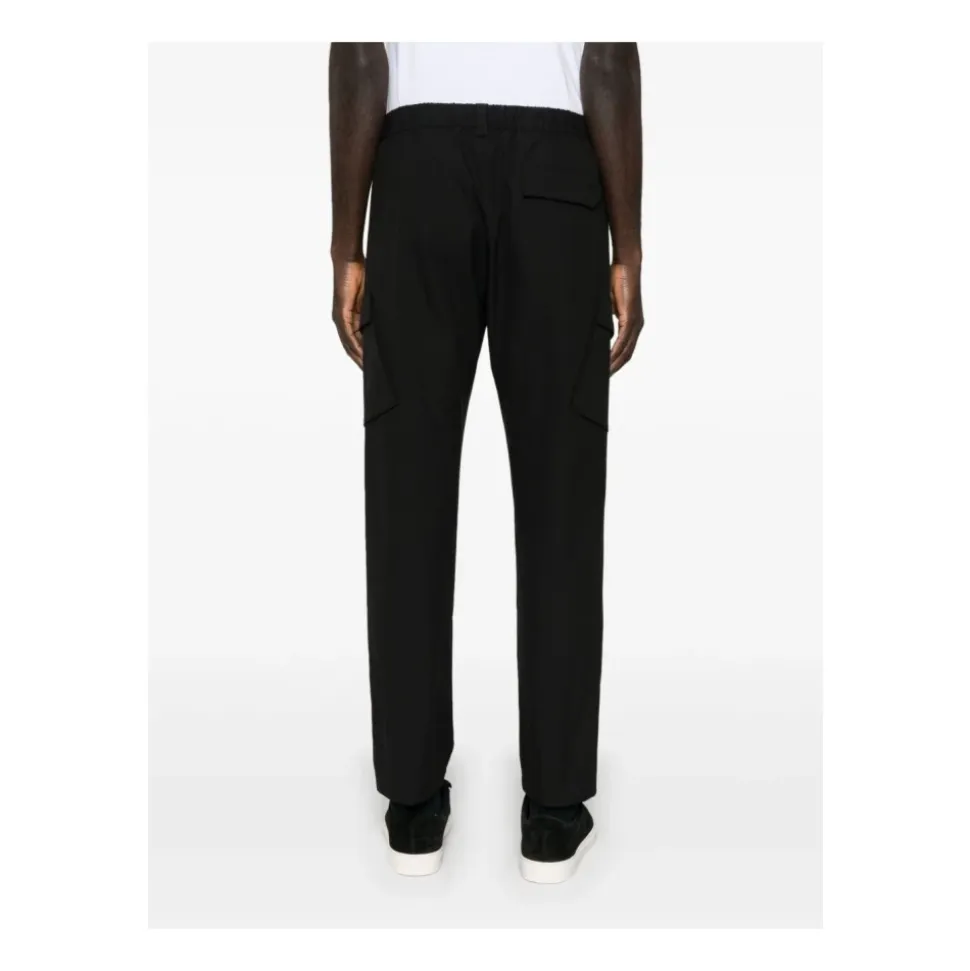 Pantaloni Cargo Neri Vestibilità Elegante