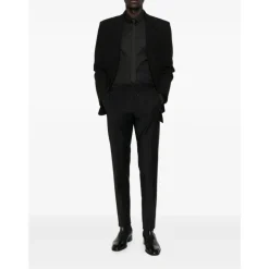 Pantaloni slim fit in lana fresca con strass