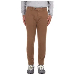 Pantaloni Slim Fit Marroni con Zip