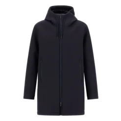 Parka Lungo Blu in Scuba a 3 Strati