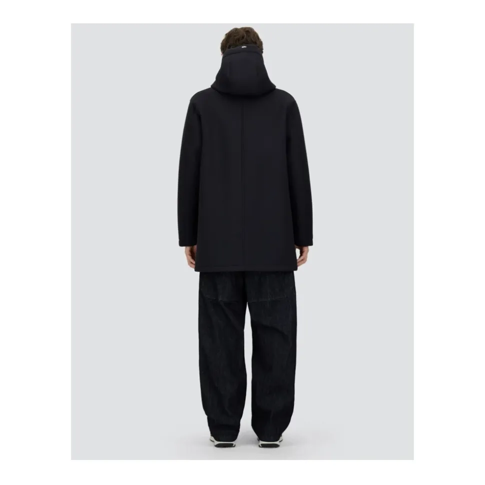Parka Lungo Blu in Scuba a 3 Strati