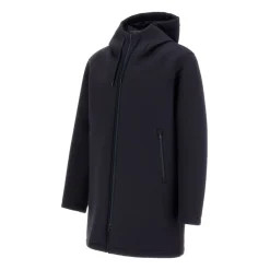 Parka Lungo Blu in Scuba a 3 Strati