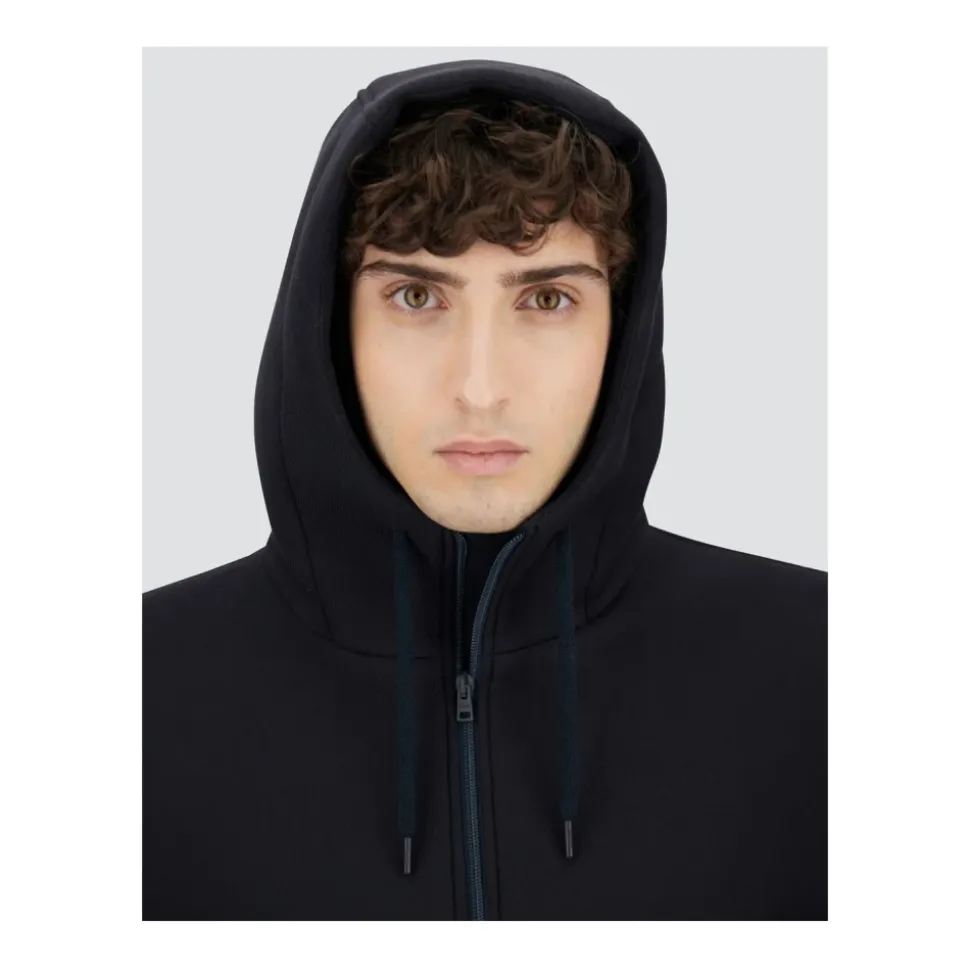 Parka Lungo Blu in Scuba a 3 Strati