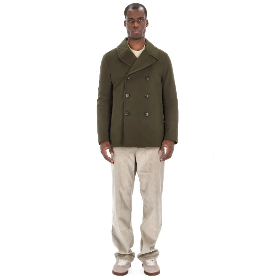 Peacoat verde con fodera in grafene
