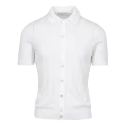 Polo in Cotone Bianco a Coste