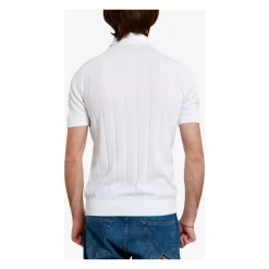 Polo in Cotone Bianco a Coste