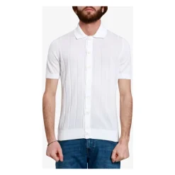 Polo in Cotone Bianco a Coste