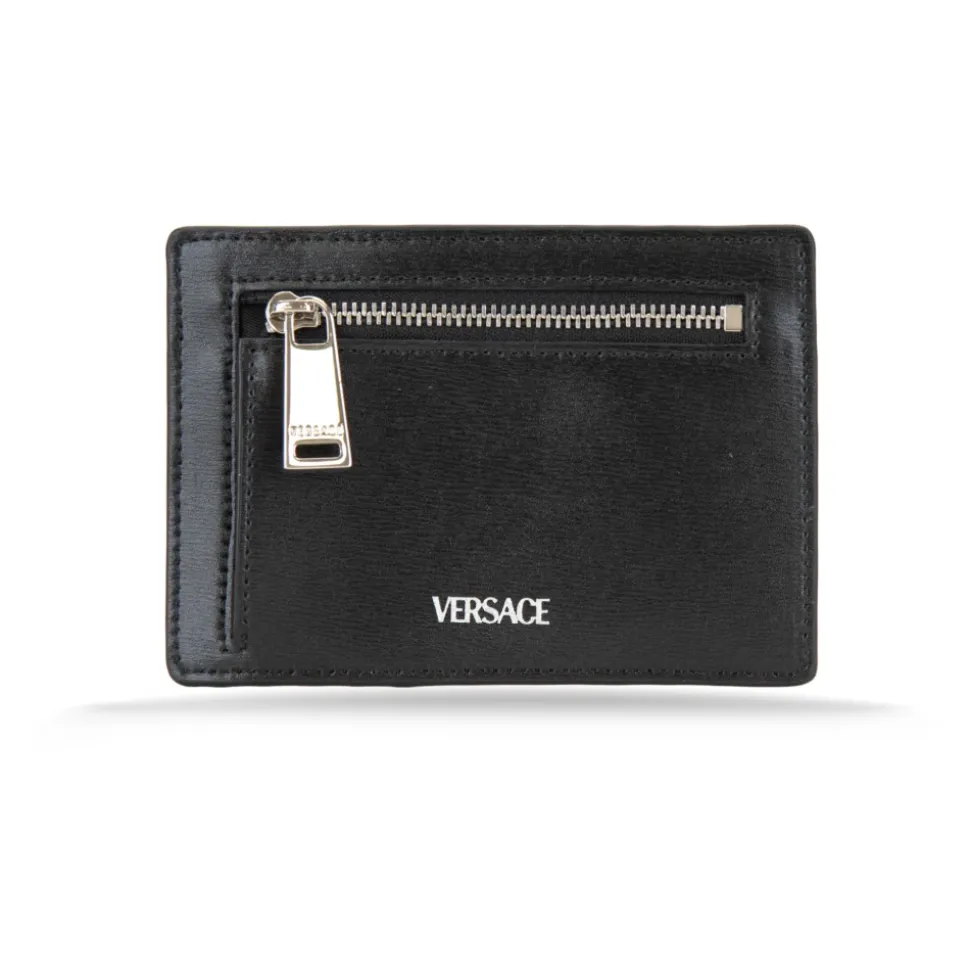 Porta carte in pelle con tasca portamonete