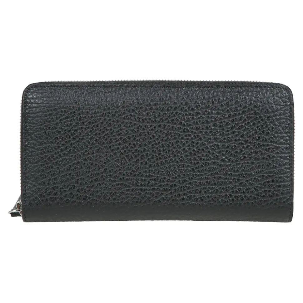 Portafoglio con zip in pelle goffrata
