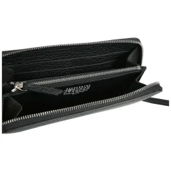 Portafoglio con zip in pelle goffrata