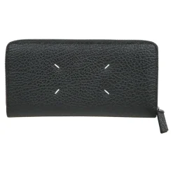 Portafoglio con zip in pelle goffrata