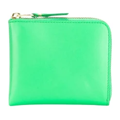 Portafoglio in pelle verde con dettagli dorati