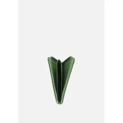 Portafoglio in pelle verde con dettagli dorati