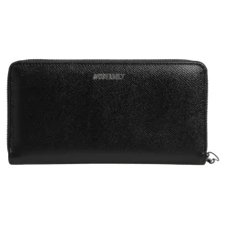Portafoglio uomo in pelle nera con zip