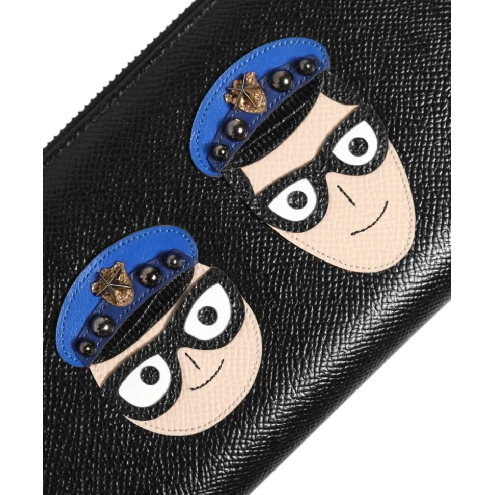 Portafoglio uomo in pelle nera con zip