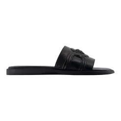 Sandali in Pelle Nera con Dettagli in Ottone