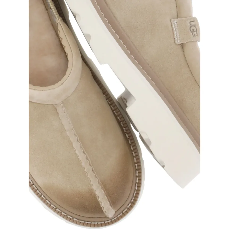 Scarpe Basse in Pelle Scamosciata Beige
