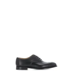 Scarpe basse stringate in pelle nera