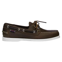 Scarpe da barca in pelle marrone fatte a mano