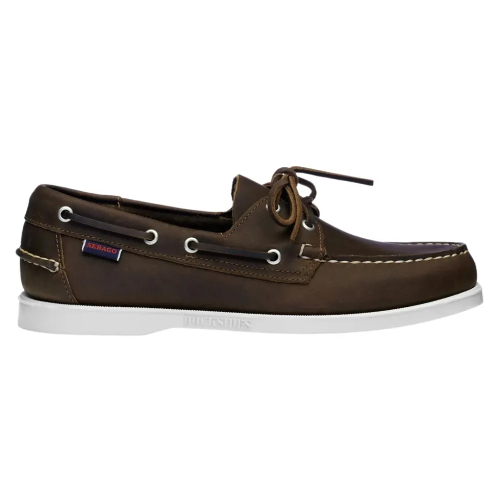 Scarpe da barca in pelle marrone fatte a mano