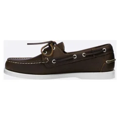 Scarpe da barca in pelle marrone fatte a mano