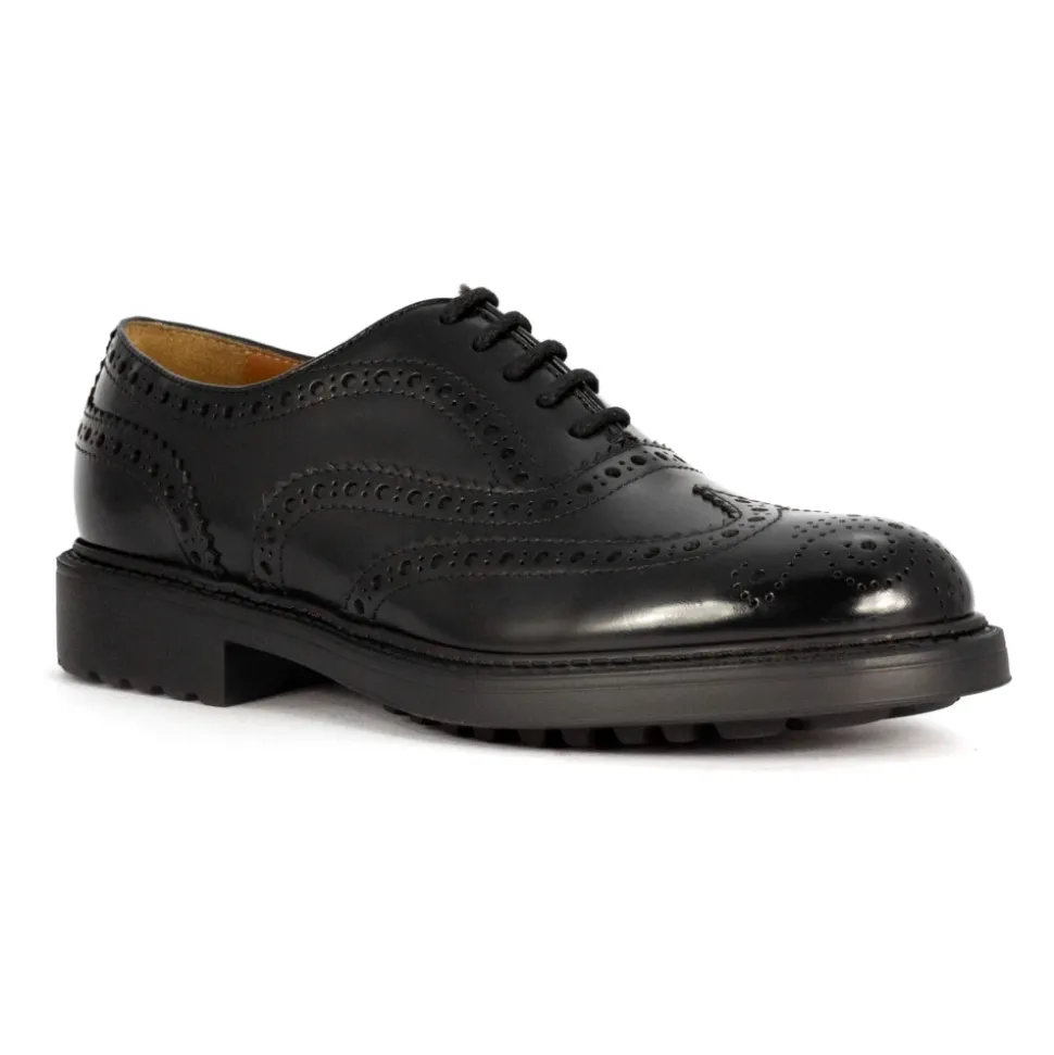 Scarpe nere in pelle con coda di rondine