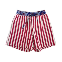 Shorts in cotone a righe con vita elastica
