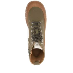 Sneakers color kaki con lacci e suola in gomma