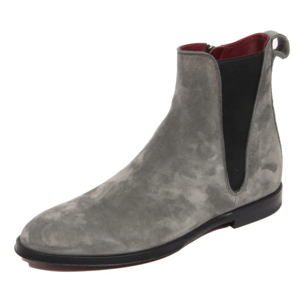 Stivaletti Beatles in Velluto Scamosciato Grigio