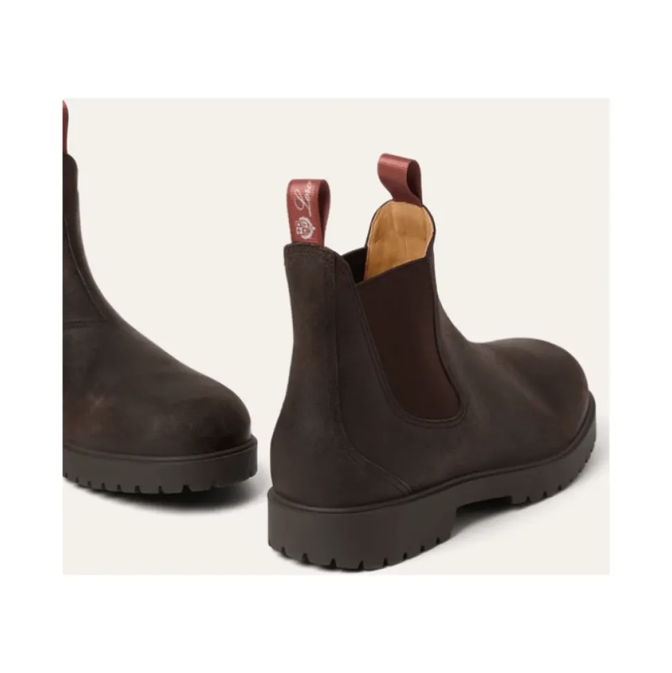 Stivaletti Chelsea in Pelle Marrone con Passante Color Kummel