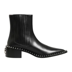 Stivaletti Corti in Pelle Nera con Borchie Uomo