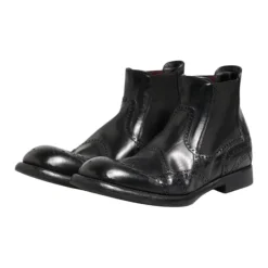 Stivaletti in pelle nera slip on