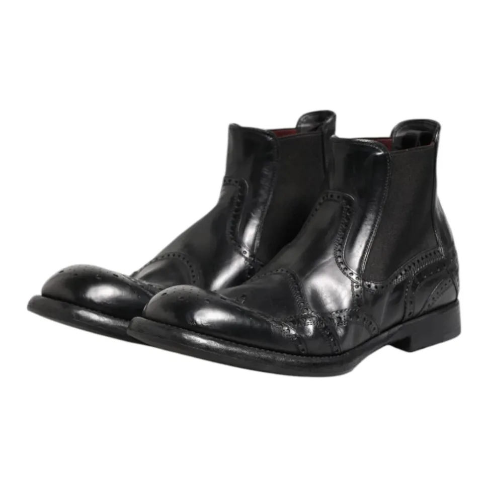 Stivaletti in pelle nera slip on
